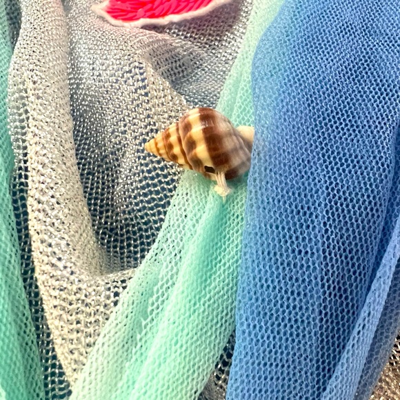 Billie Blush Seashell Skirt Tulle multi-color Blue elastic band waist kids sz 6. - Picture 8 of 10